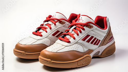 red badminton shoes isolated on white background 