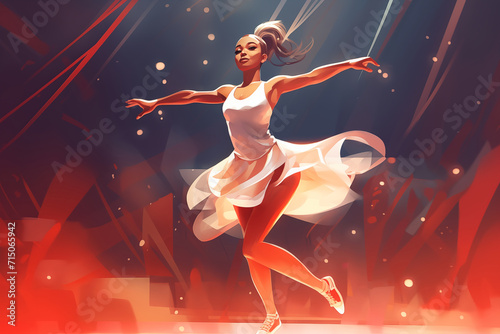 Female dancer performing on the stage, illustration generative AI  © emilio100