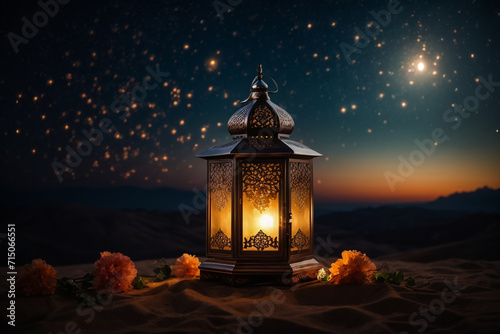 "Ramadan Glow: Moon and Lantern in the Night Sky" © Ishal