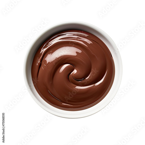 A Bowl of Chocolate Sauce Isolated on a Transparent Background 