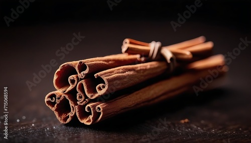 cinnamon sticks on wooden table  photo