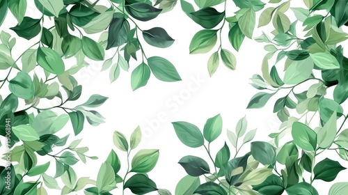 green leaves one by one isolated on white white background