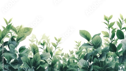 frame of green leaves on white background with space for copy and text