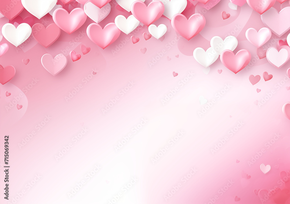A pink and white valentine's day background with hearts