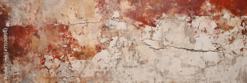 banner with the texture of a cracked grunge concrete wall,covered with an abstract network of cracks,red and beige tinting