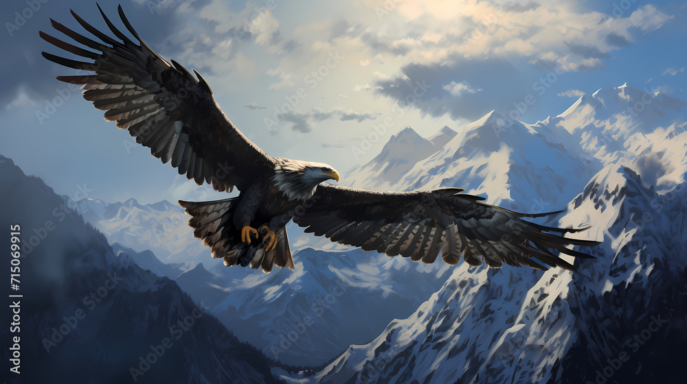 Fototapeta premium Regal Heights: The Falcon's Majestic Ascent