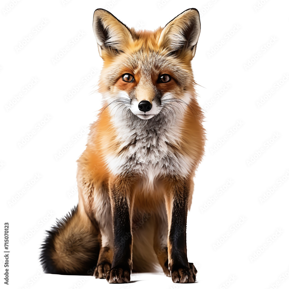red fox isolated against transparent background