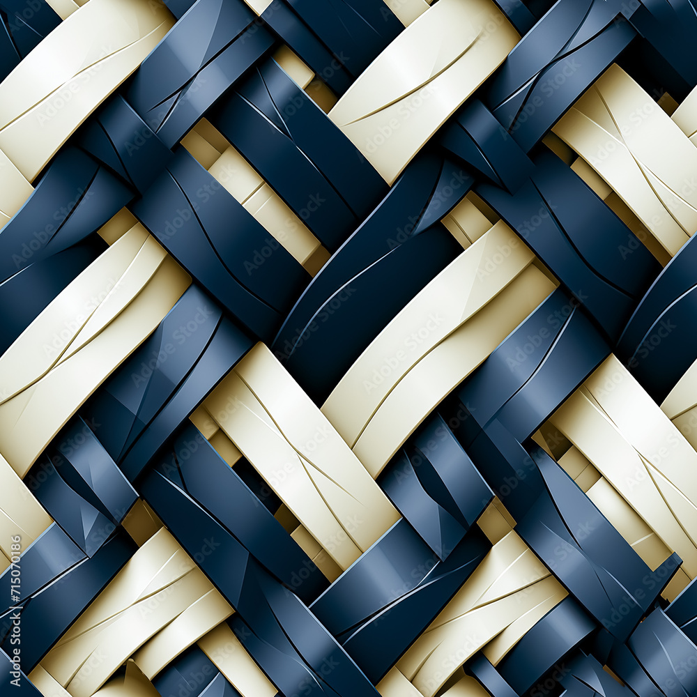 Seamless flat braided herringbone texture in white and blue colors. - obrazy, fototapety, plakaty 