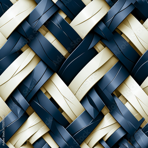 Seamless flat braided herringbone texture in white and blue colors. photo