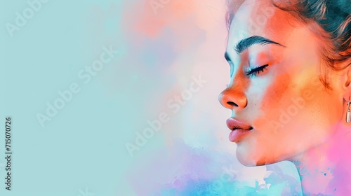 Serene Painting Depicting a Woman With Her Eyes Closed Generative AI