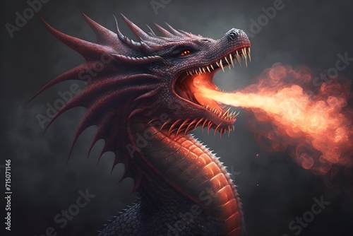 red dragon fire breathing © VisualVanguard