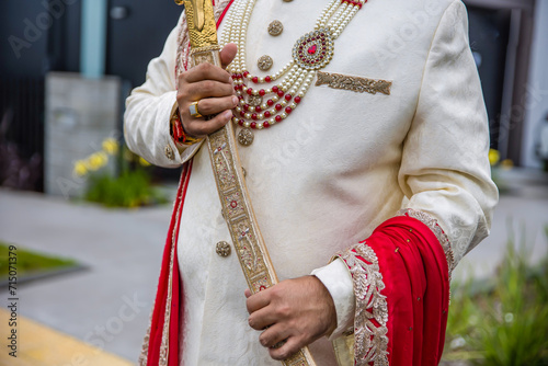 Indian Punjabi Sikh groom's wedding sword close up