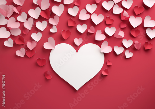 A valentine's day background with hearts cut out of paper 