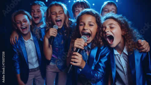 group of kids singing at a party