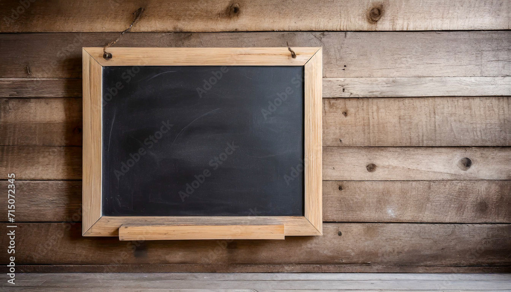 blank blackboard on wooden background