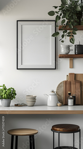 Modern Kitchen Interior with Blank Poster, Layout © Haze