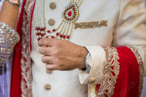 Indian Punjabi Sikh groom's wedding jewelry jewellery close up