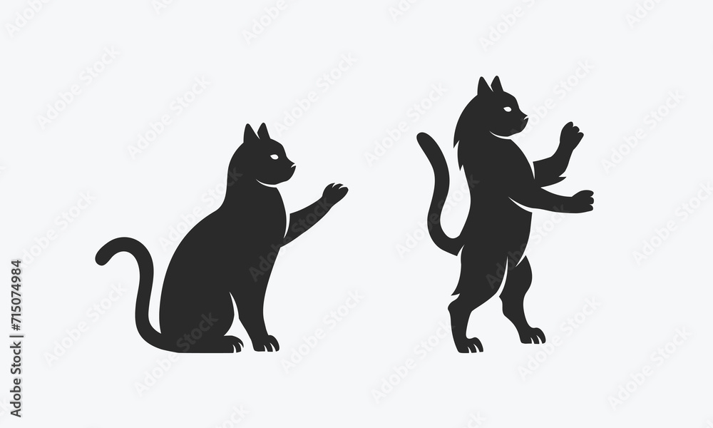 Cat logo. Cats silhouettes. Heraldic symbol. Cat logo template. Vector illustration Cat logo. Cats silhouettes. Heraldic symbol. Cat logo template. Vector illustration