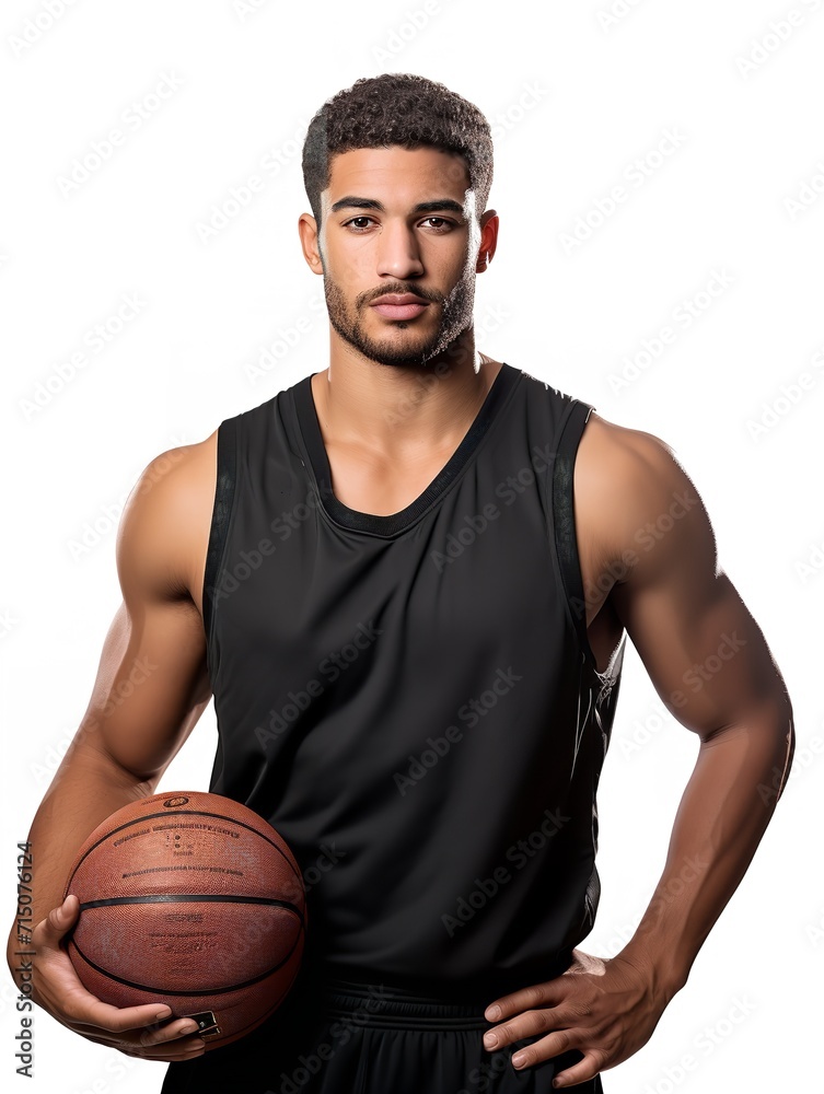 Dynamic Male Basketball Player on Court, AI Generated Dynamic Male Basketball Player on Court, AI Generated