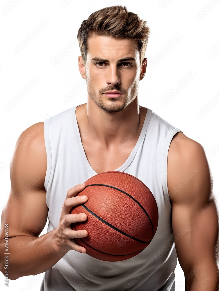 Dynamic Male Basketball Player on Court, AI Generated Dynamic Male Basketball Player on Court, AI Generated