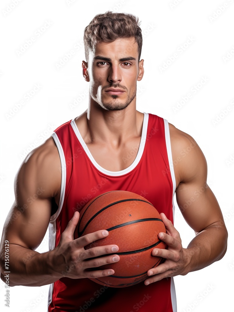 Dynamic Male Basketball Player on Court, AI Generated Dynamic Male Basketball Player on Court, AI Generated