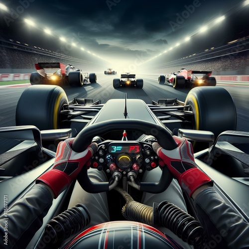 Formula 1 Racing Close-Up in Driver's View