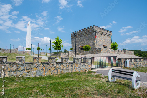 Kosovo liberation army monument near Xerxe in Kosovo photo