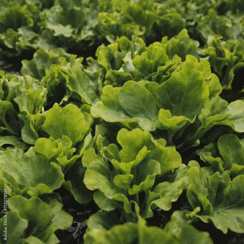Rows of green lettuce growing in soil.
Rows of green lettuce growing in soil.
