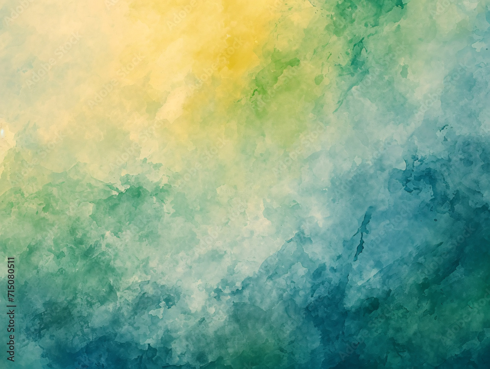 Gradient blue to green watercolor background. Smooth transition for peaceful and calming designs, abstract art concept
