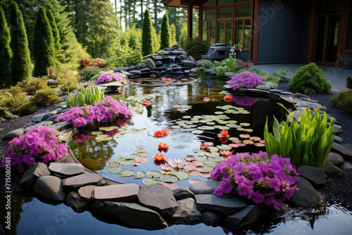 Decorative artificial pond in landscape design © Michael