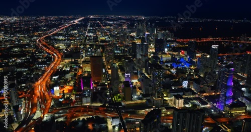 Wallpaper Mural Panorama of a vibrant metropolis at night. Splendid view of Miami, Florida, USA from top. Torontodigital.ca