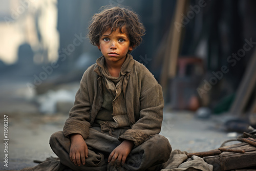 Small African child beggar hungry on the street © Michael