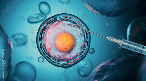 Wallpaper Mural IVF, In vitro fertilisation. Fertilized egg cell and needle  Torontodigital.ca