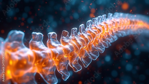 3D representation of human spine. Internal view, generative ai photo