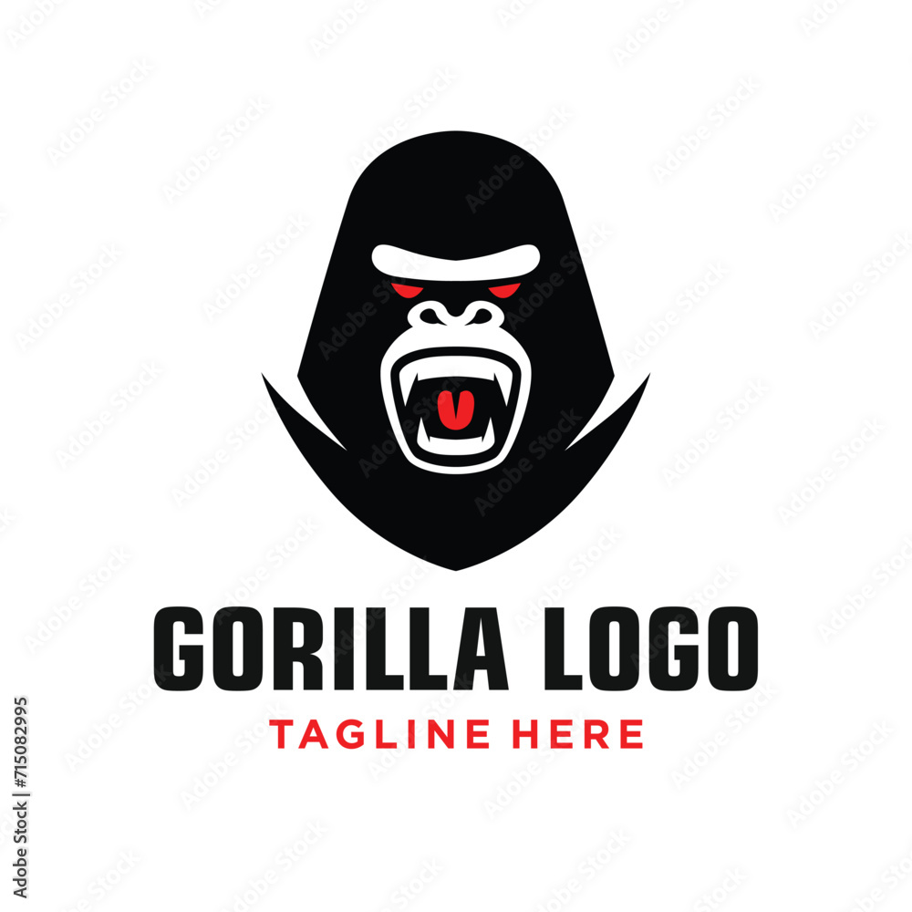 Gorilla Head Logo Design. Simple and Modern. Vector illustration