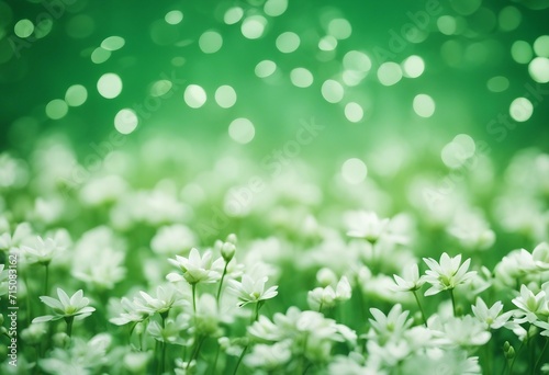 Green and White Flowers with Bokeh Background