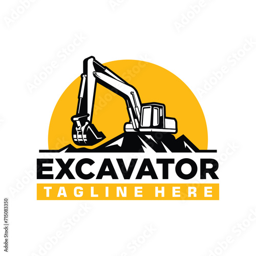 Excavator Logo Design. Simple and Modern. Vector illustration