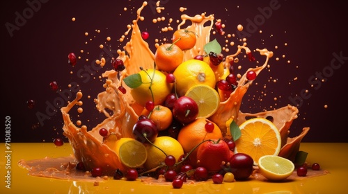 food photography, colorful fruits and vegetables background, concept: healthy food, super food, 16:9