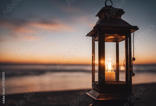 Lone Lantern Overlooking a Serene Coastal Sunset