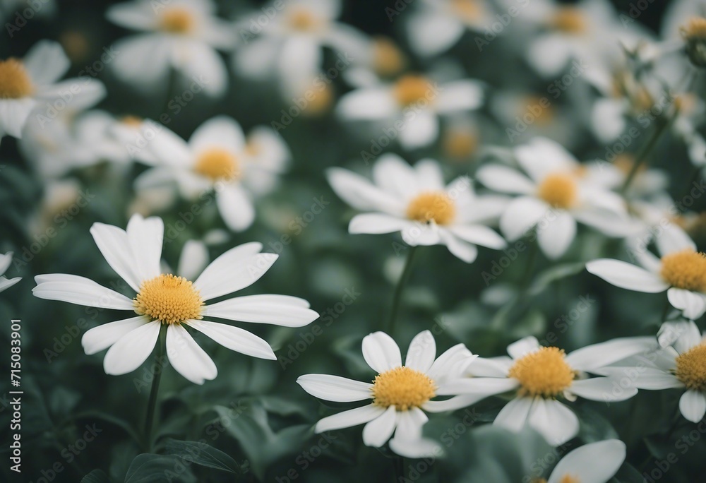 Fototapeta premium Pattern of Large White Flowers and Small Pointed Leaves