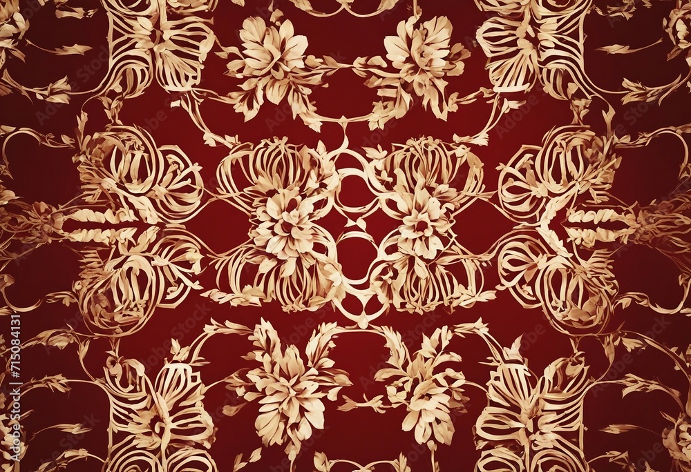 Gold Pattern on Red Background Gold Pattern on Red Background
