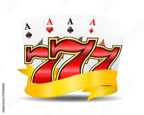 777 jackpot symbol with playing cards