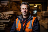 Male wood, timber warehouse worker