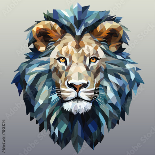 geometric style head lion illustration