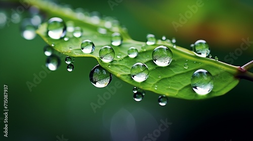 water drops on green leaf ai generated