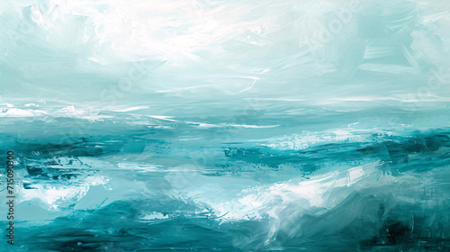 Serene Seascape Acrylic Painting. Calming Turquoise and White Ocean Waves Artwork for Contemporary Coastal Decor. Large Canvas Wall Art with Textured Brushstrokes 