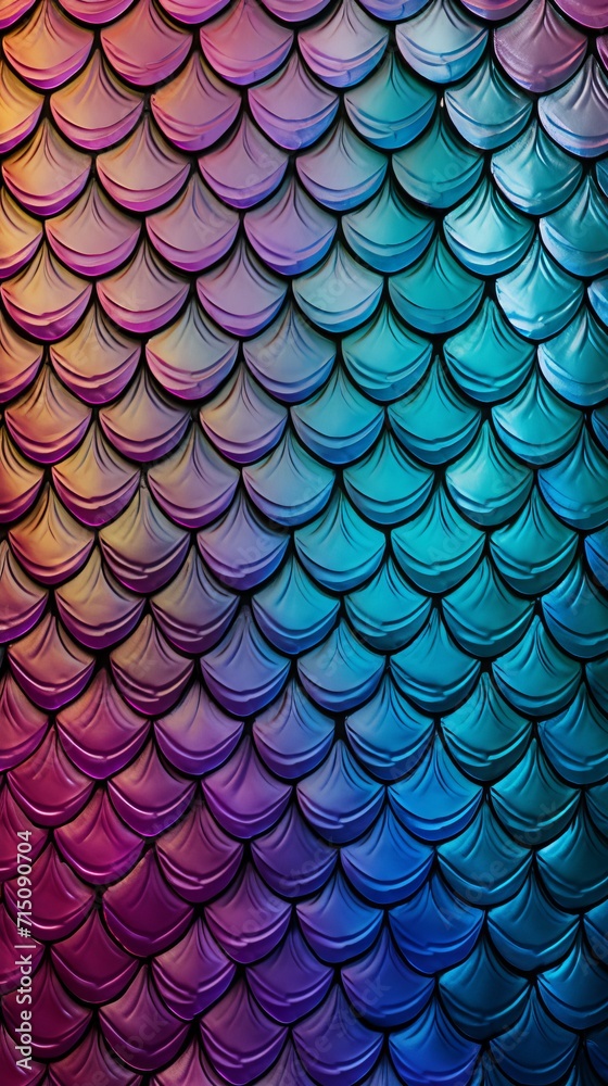Colorful fish scale textured background in vibrant gradient colors.. Concepts of fantasy textures, iridescence, mermaid tail, rainbow backdrop, vibrant patterns. Vertical format Colorful fish scale textured background in vibrant gradient colors.. Concepts of fantasy textures, iridescence, mermaid tail, rainbow backdrop, vibrant patterns. Vertical format
