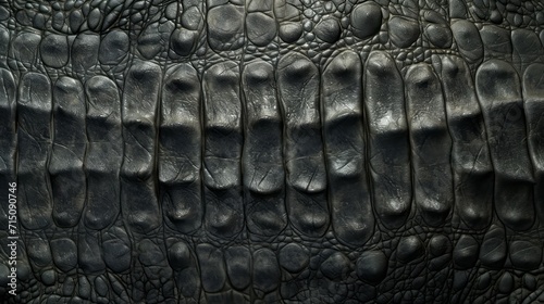 Crocodile skin textured background. Dark brown alligator scales. Concepts of texture, luxury materials, exotic leather, and detailed close up. photo