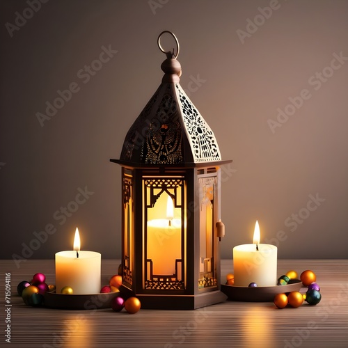 Arabic Lantern with Burning Candle Metall Laterne mit Kerzen