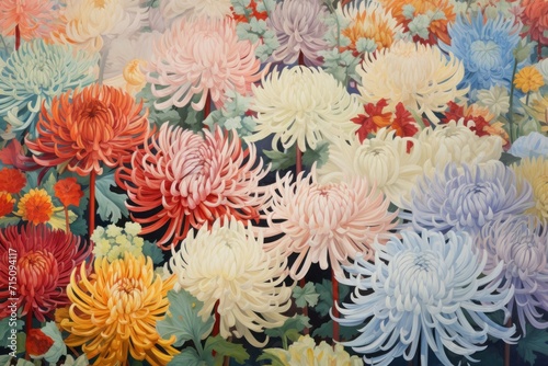  a close up of a bunch of flowers with many colors of flowers in the middle of the picture and one of the flowers in the middle of the picture.
